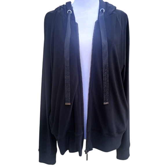 Joseph Ribkoff Women's Sz 10 Designer Graffiti Printed Black White Hooded Jacket - Picture 9 of 11